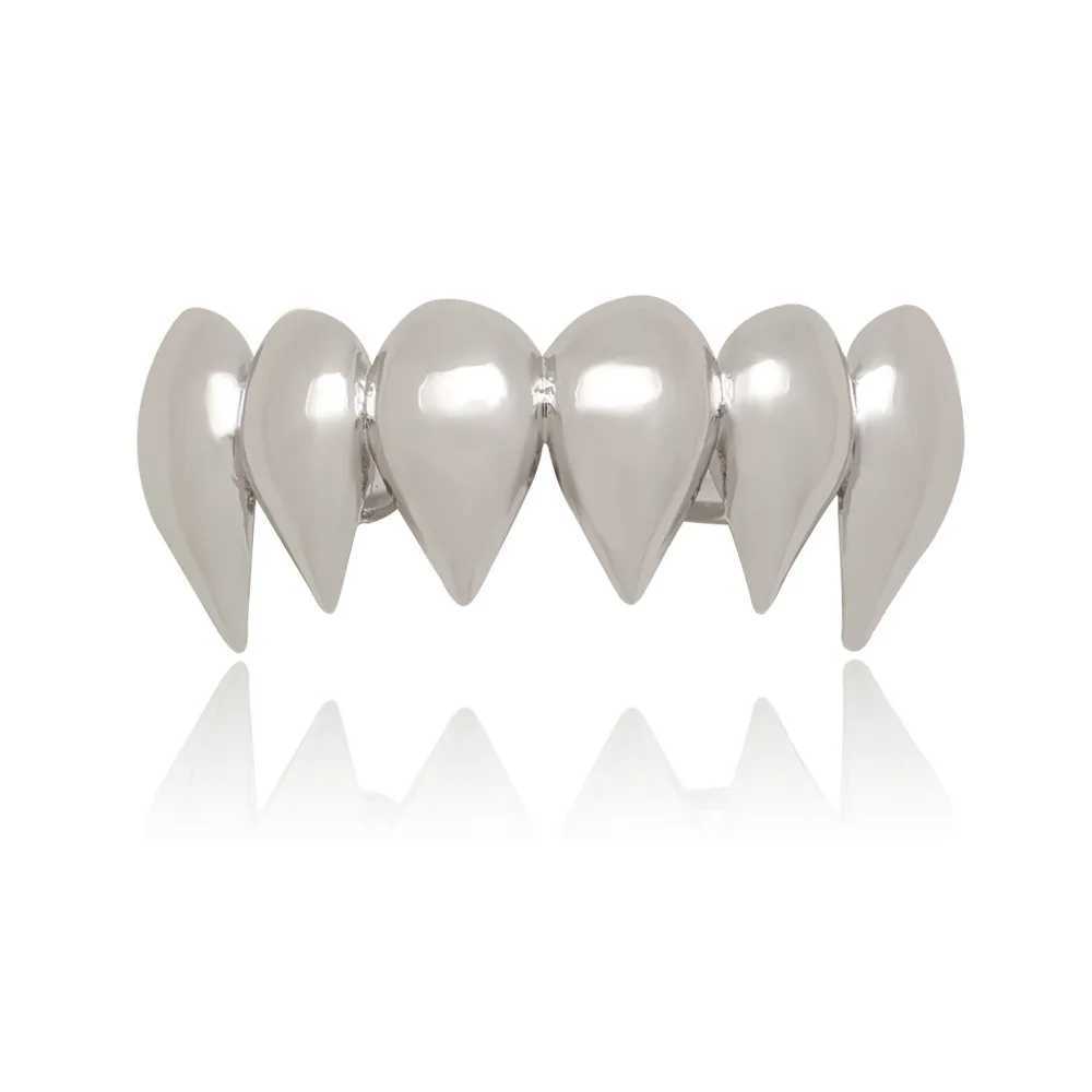 A row of sharp teeth Grillzs square mens hip-hop top teeth Grillz vampire square mens hip-hop rapper jewelry W250412