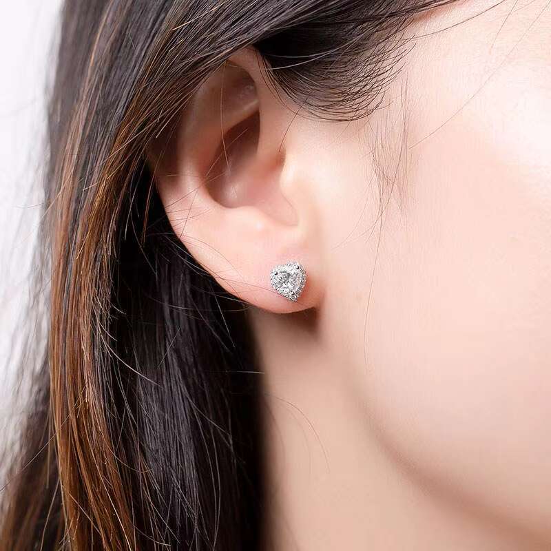 Custom Vvs Moissanite Diamond Fine Jewelry 925 Sterling Silver Moissanite Stud Earrings for Women