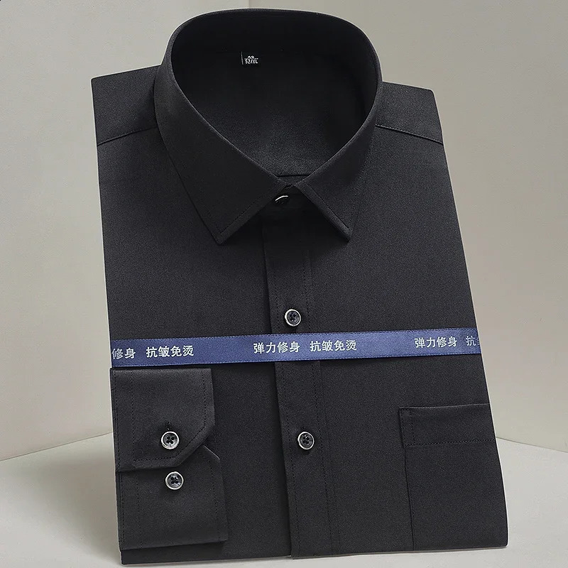 Brovon Spring/Summer High Elasticity Mens Shirt Long Sleeve Easy Care Square Collar Formal Mens Chemical Mens Shirt 250411
