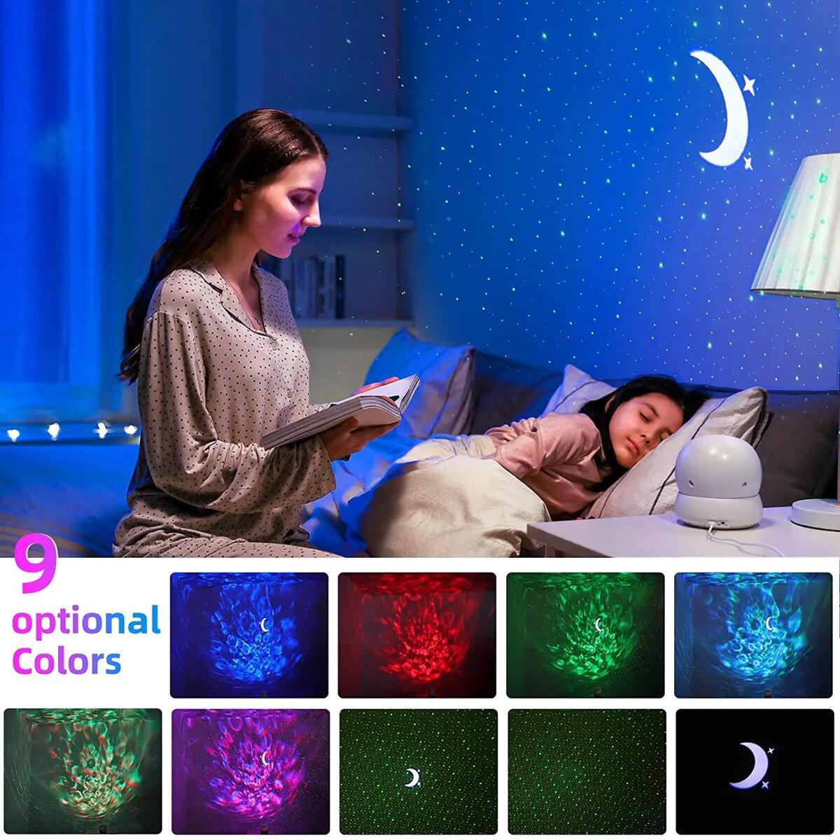 FL- Voice-controlled Moon Star Light intelligent APP control night light can rotate LED projector light, companion sleep to help sleep night light,