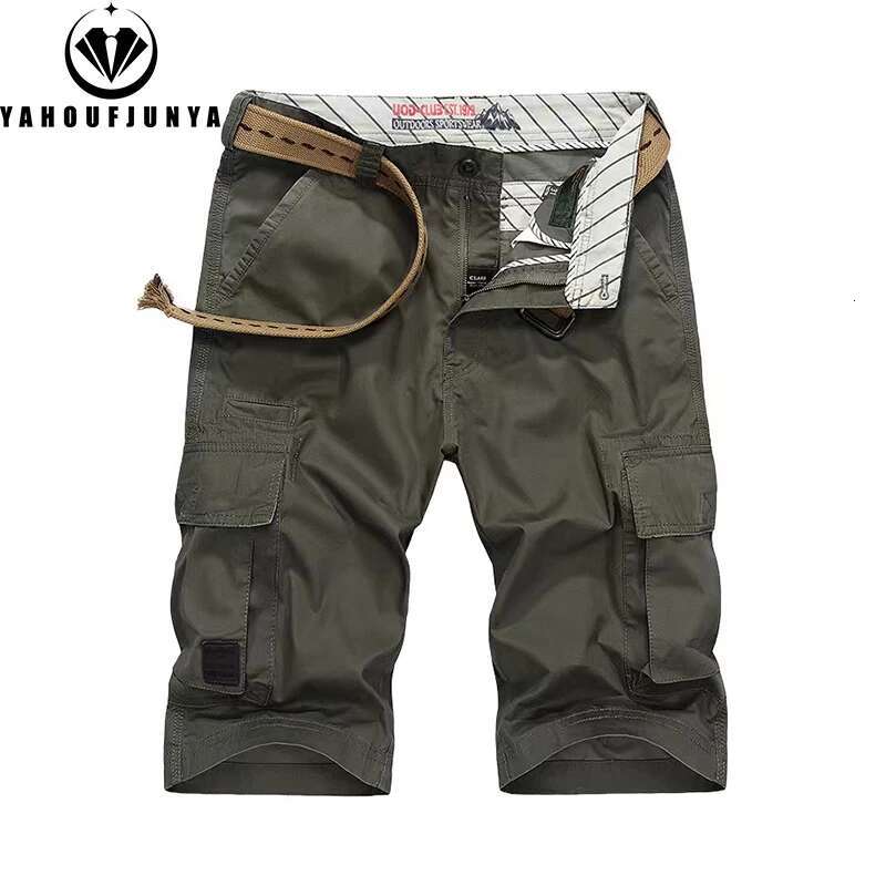 Hots 2025 Summer Solid Color Cotton Cargo Straight Men Outdoor Leisure Button High-Quality Design Shorts Male Pants