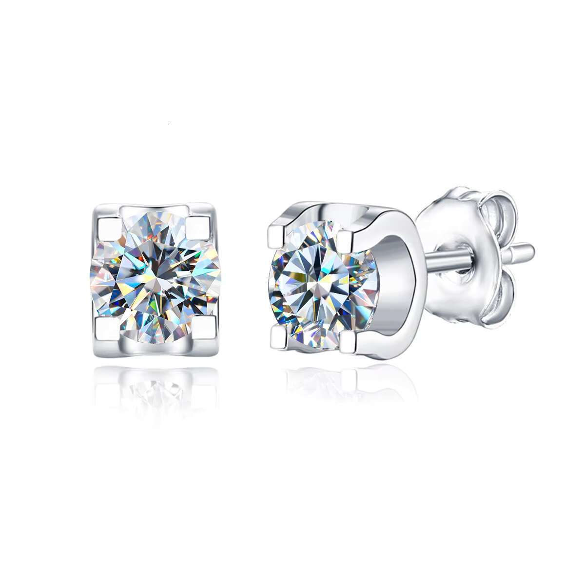 Gra Certified 0.5ct 1ct Round Cut Moissanite Diamond square Stud Earrings for Women 925 Sterling Silver Luxury Jewelry Set
