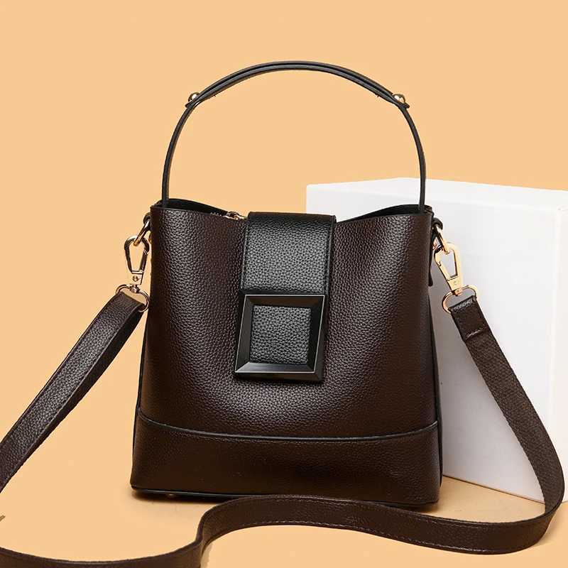 FI PU Leather Womens Handbag Brand Designer Womens Cross Body Bag New Luxury Casual Womens Small Bucket Bag and WalletXJ250412