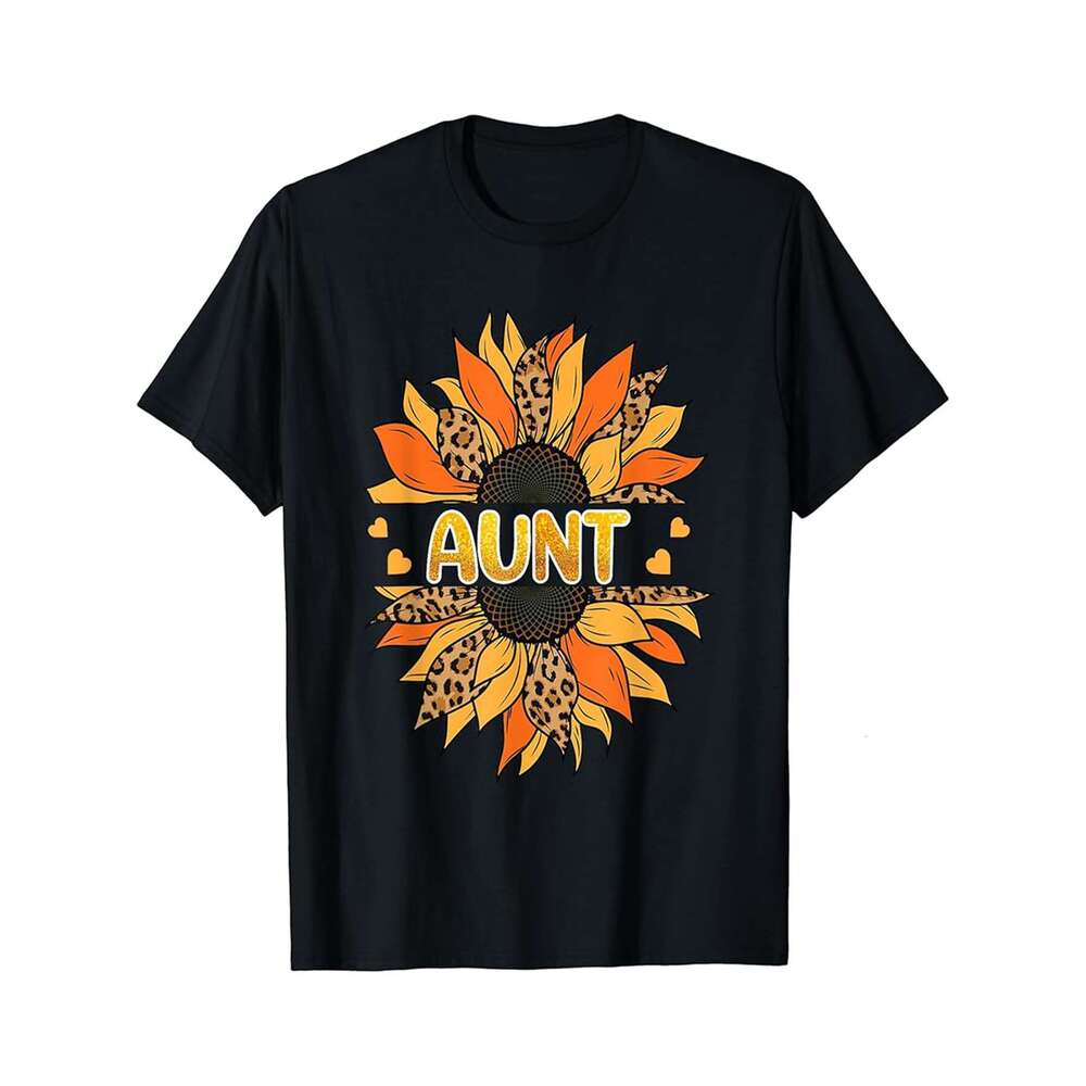 Designer T shirt Aunt Costume Mothers Day Leopard Sunflowers Proud Job - 220g T shits