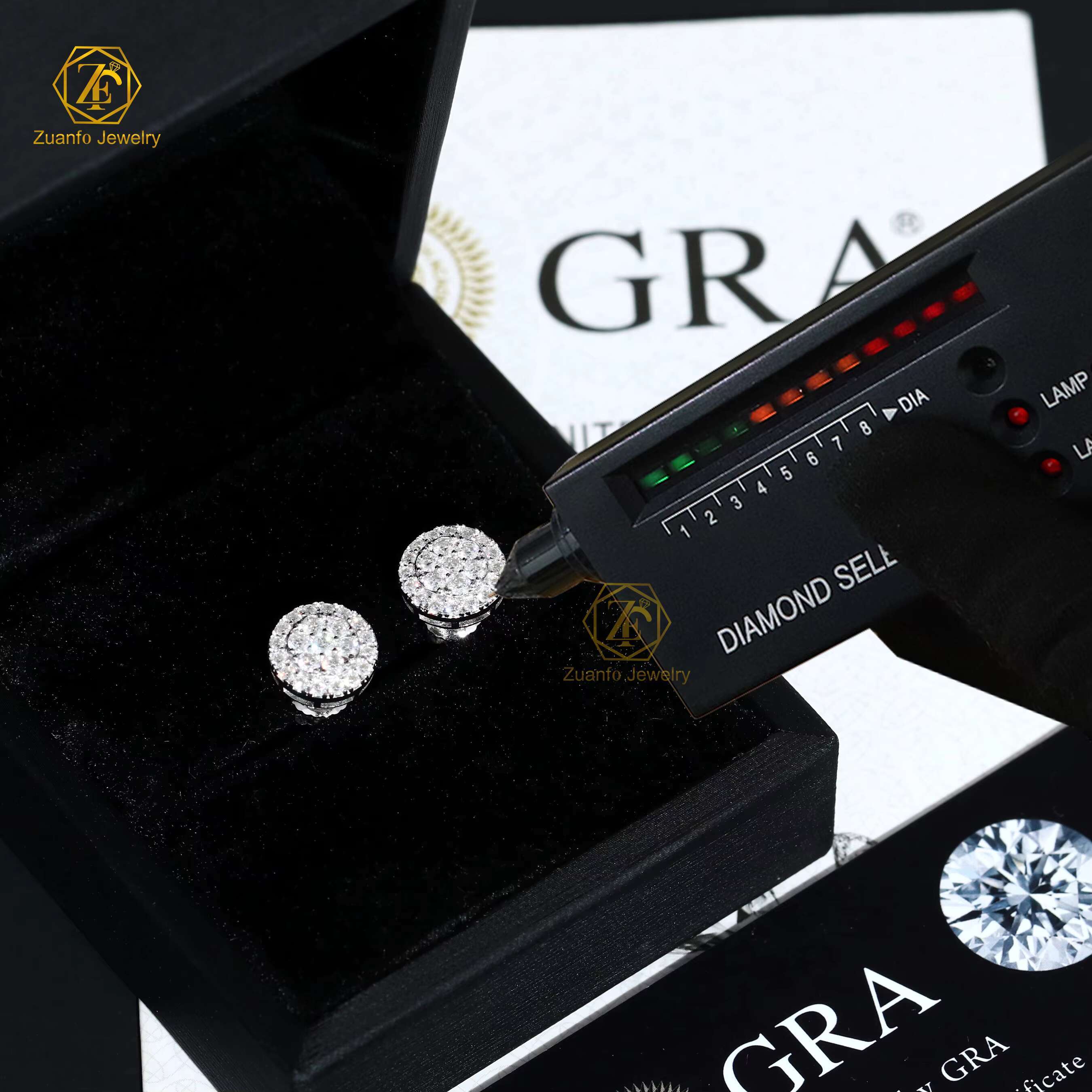 Hot Selling 925 Sterling Silver Hip Hop Style 5MM 6.5MM 8MM Round Moissanite Diamond Stud Earrings with Halo Design