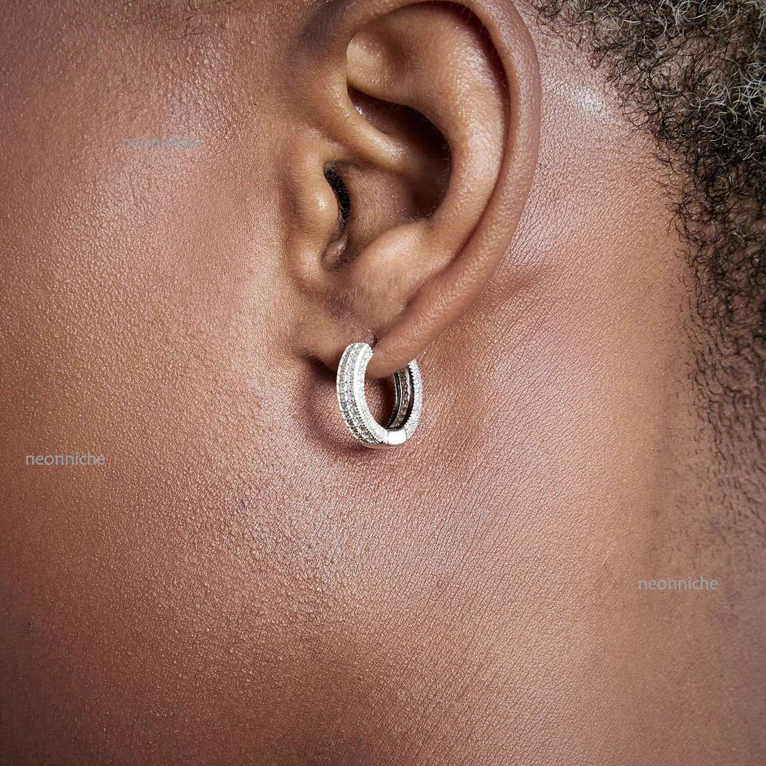 Hip Hop Style Iced Out Mossanite Sier Gold Plated GRA Moissanite Dia Stud Earring for Men