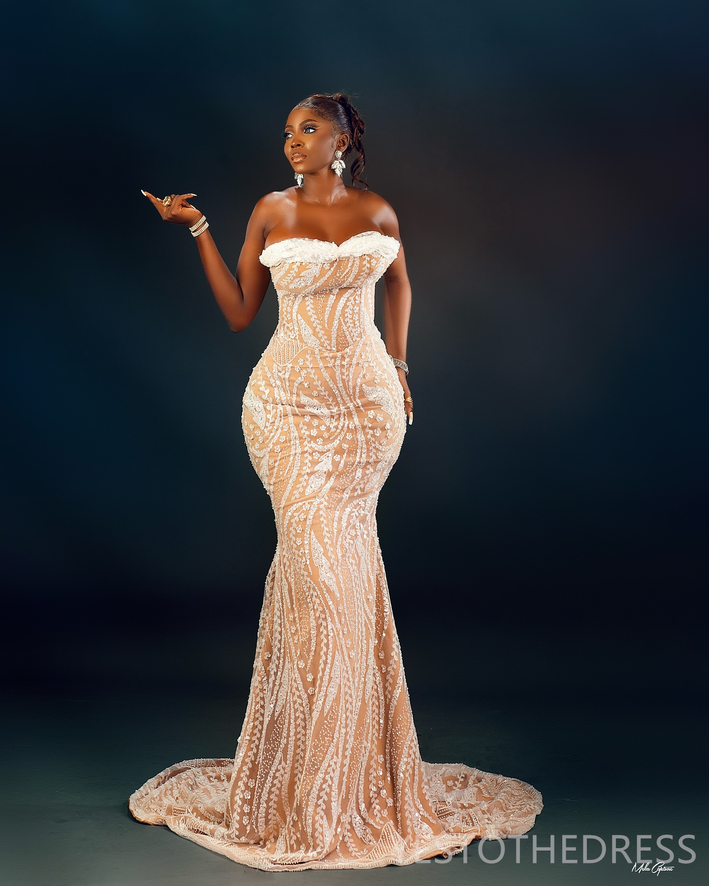 2025 Plus Size Ivory Prom Dress Detachable Train Mermaid Prom Dresses Evening Formal Gowns For Special Occasions Beaded Birthday Second Reception Gown