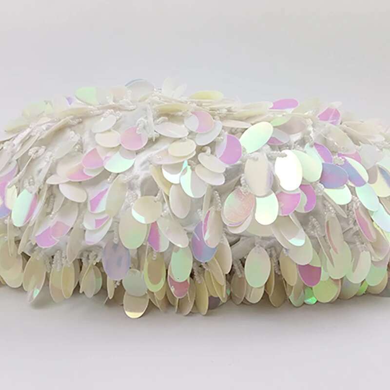 Vintage Heavy Handmade Sequin Tassel Shoulder Beaded Embroidery Sier Designer Bag Shiny Evening Bags Clutch Handbag