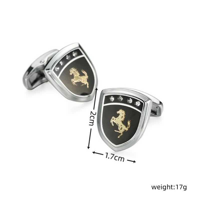 Wholesale of mens French shirt cufflinks copper shield horse cufflinks and fashion brand clothing accessoriesT250412