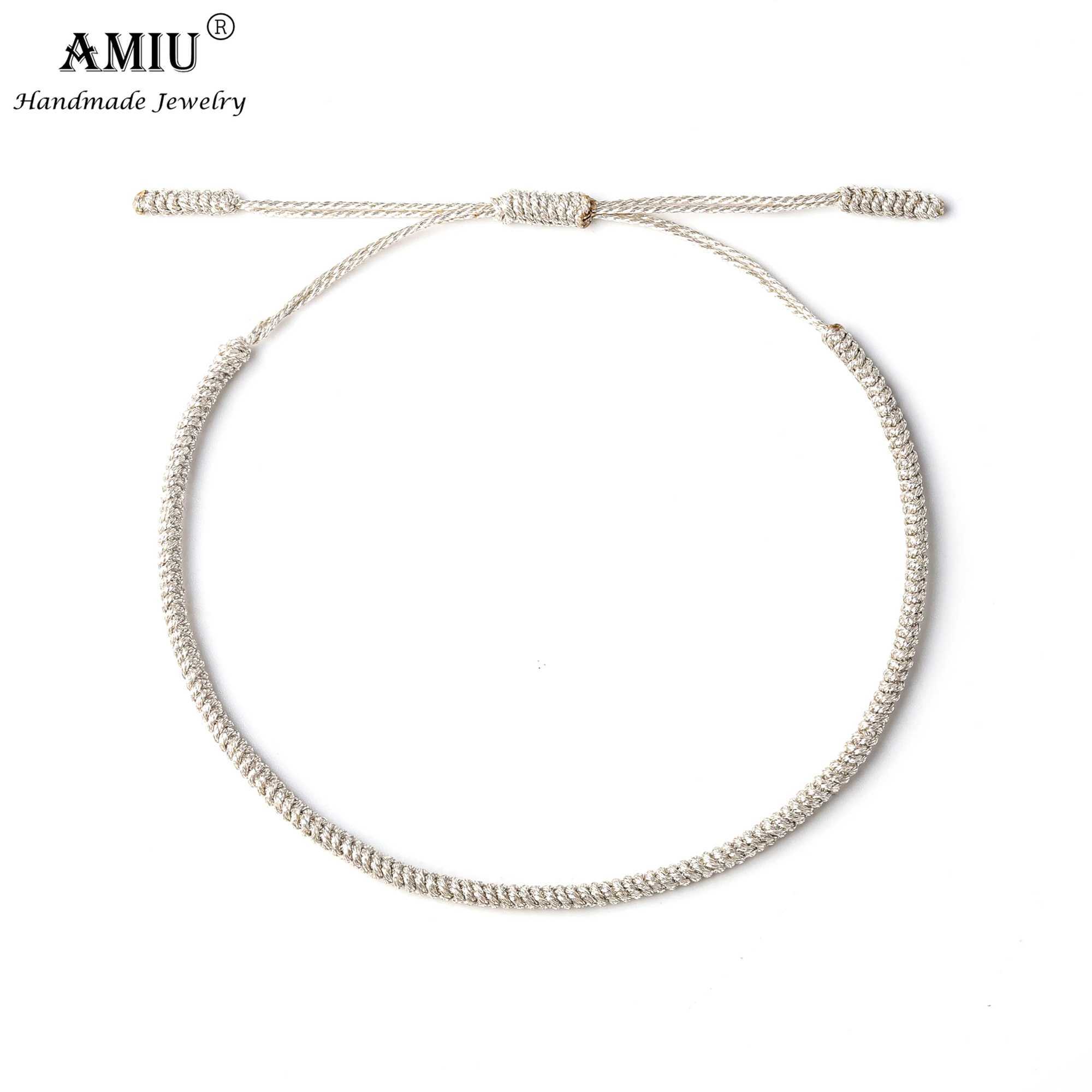 AMIU Metallic Colors Tibetan Handmade Buddhist Lucky Bracelets Bangles For Women Men Rope Knots Amulet Gift Braided BraceletC250411