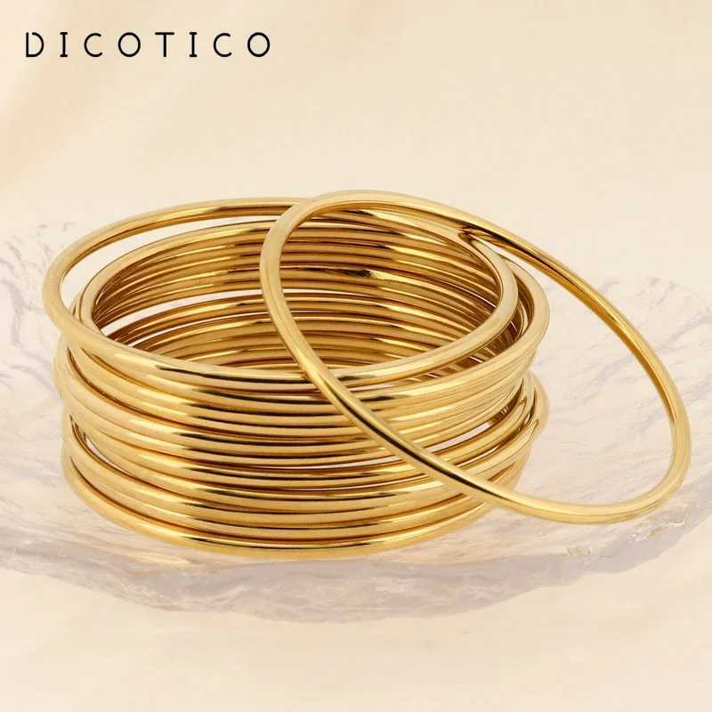 Simple Stainless Steel Bracelet For Women Men Gold Silver Color Geometry Wire Round Bangle Female Trendy Jewelry Wristband GiftsC250411