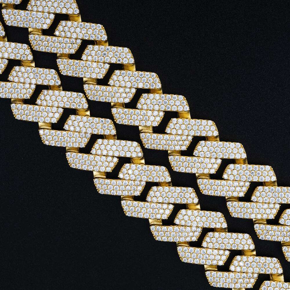 Multi-Row VVS Moissanite Cuban Necklace out Miami Chain Chic Sterg Sier Hip Hop Jewelry