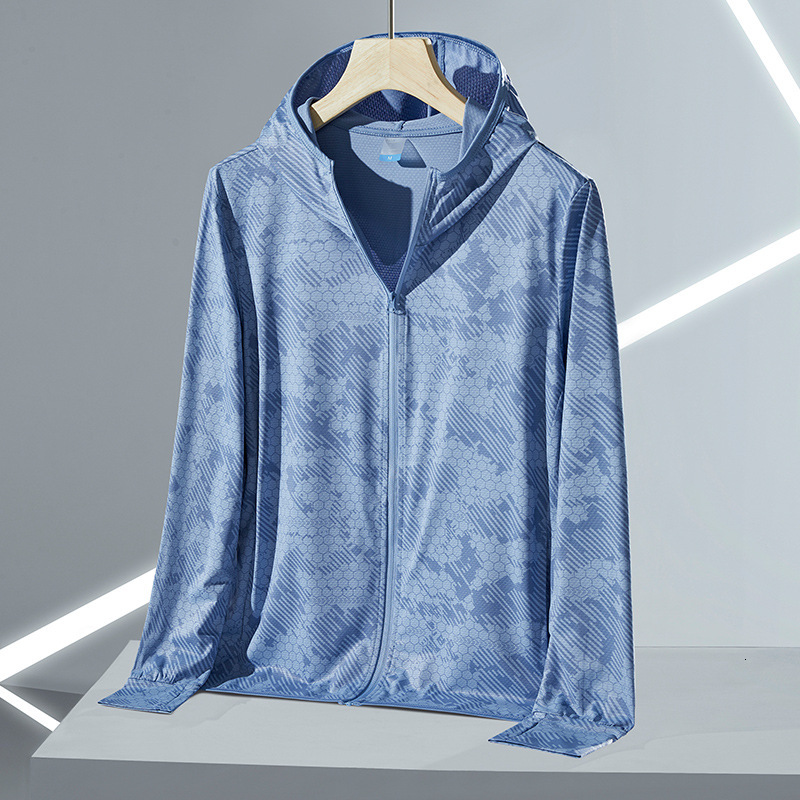 Upf50 Outdoor Sunscreen Clothing Summer Camo Sunscreen Clothing Mens Coat Hooded Long Sleeve Thin Breathable Skin Clothing