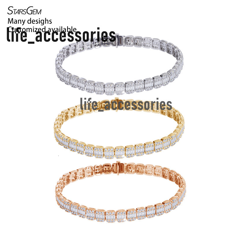 Starsgem Customized Tennis Bracelet S925 and Gold Round Brilliant Cut Fancy DEF VVS VS Moissanite Tennis Bracelet