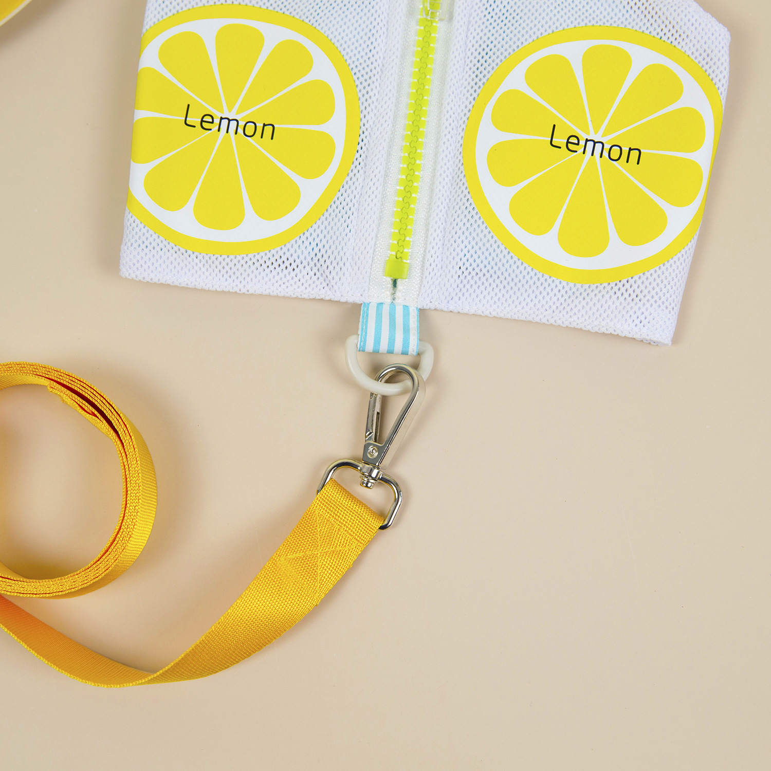 Cool Dog Mesh Tank Top Harness Leash Set for Small Dogs Cats, Lemon Print Dog Spring Summer Puppy Clothes with Zipper Pocket Chihuahua Yorkies Pet Out