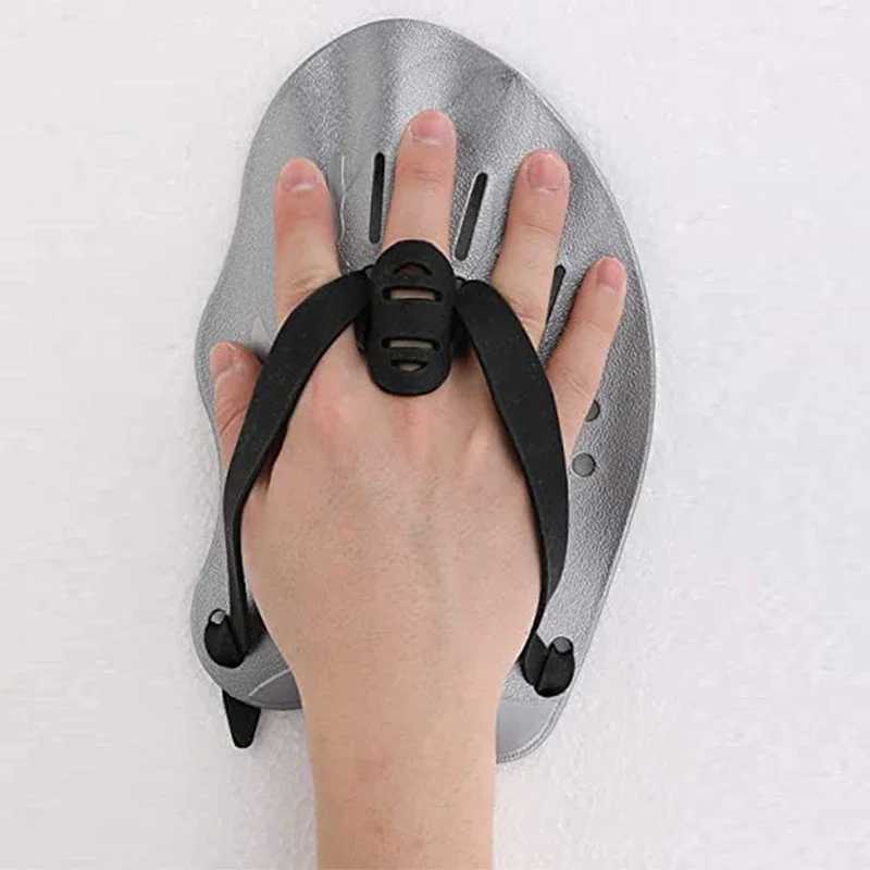1 pair of swimming training paddles swimming hand paddles inflatable diving gloves finger flip sports silicone palm adjustable shoulder strapY250412