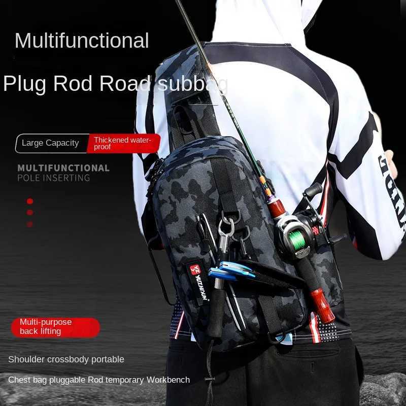Lure Bag Multi-functional One-shoulder Backpack Waterproof Fishing Rod Fishing Bag Outdoor Fishing Equipment Storage Bag Z250411