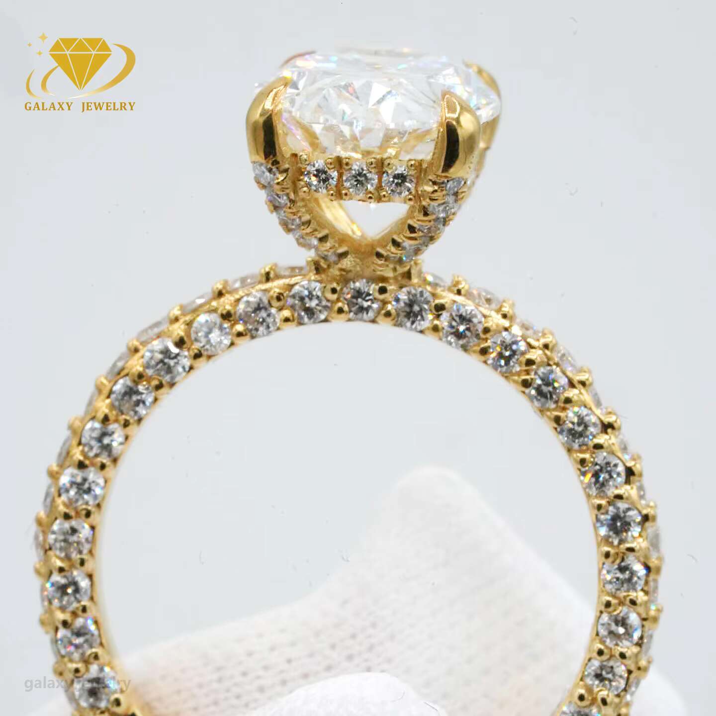 Fine Jewelry Women Engagement Ring Oval Diamond 2ct Fashion 14k Real Gold Halo Lab Grown VVS Moissanite Wedding Ring