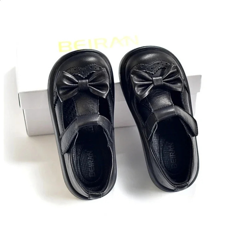 Cowboy Leather Baby Womens Leather Shoes Spring and Autumn Fashion Bow Leather Childrens Apartment Childrens School Shoes 250411