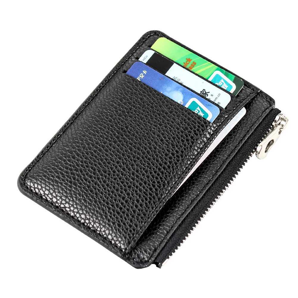 Mens ultra-thin PU leather wallet mens card holder mini zipper coin wallet designer mini wallet Z250411