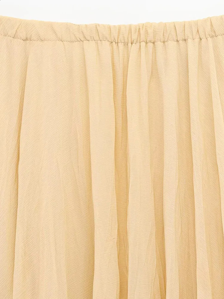 Women Summer MIDI Pleated Skirts 2025 Fashion Solid Loose Elastic waist Female Elegant Street Skirt Clothing 250407