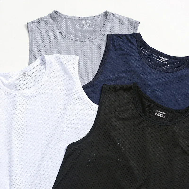 Mens ice silk vest underwear mens transparent shirt fitness net breathable sheet 250407