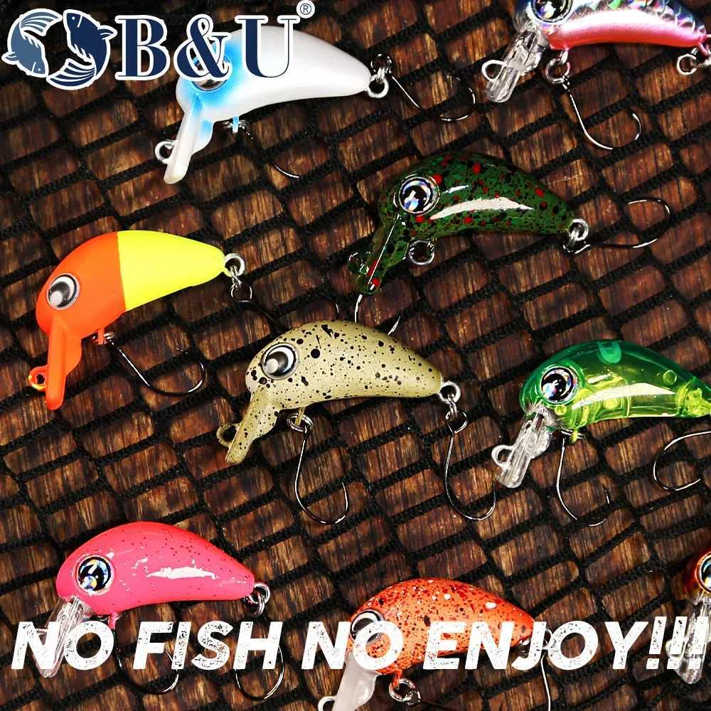B U Crankbait Micro Slow Sinking Trout Fishing Artificial Hard Baits Freshwater Wobblers Trout And Perch Fishing Lures Z250411