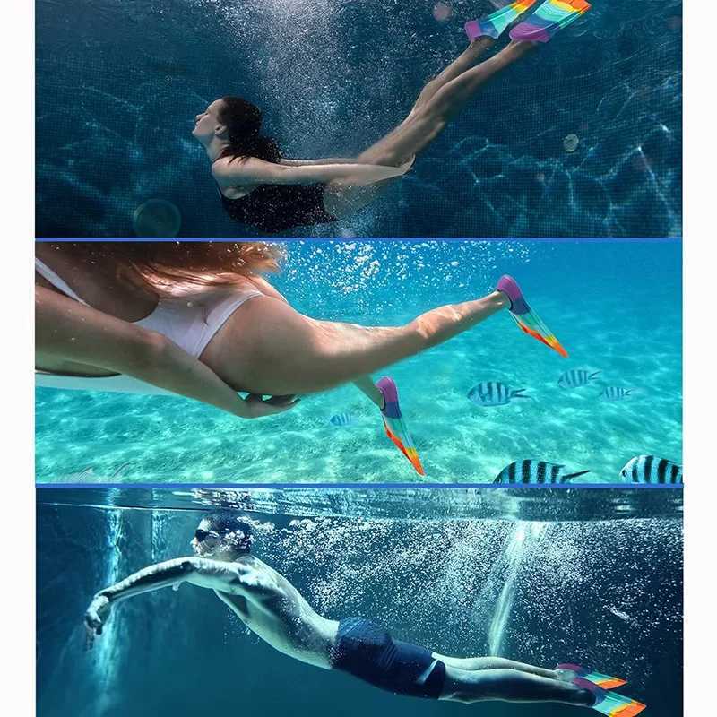 Comfortable silicone swimming fins for children and adults are suitable for beginners in swimming and are an ideal choice for training water activitie