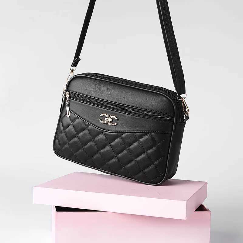 Four-layer large-capacity crossbody bag fashionable diamond-shaped single-shoulder bag versatile camera bag small square bagT2511112