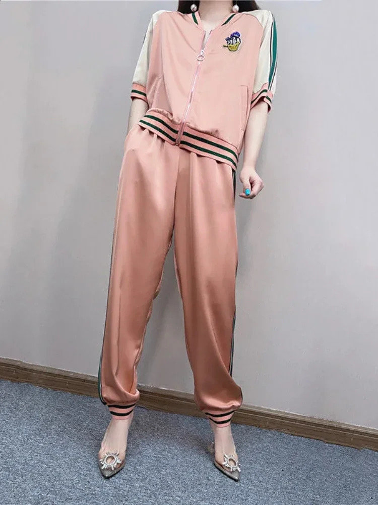 Badypczd Sports Suit Casual Running Two Piece Cardigan Jacket Sports Pants Suit Workout Set Summer Womens Gym Clothing 250411