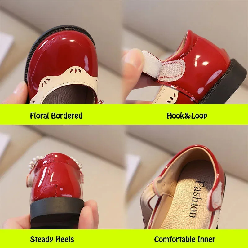 Spring/Summer Girls Shoes Beaded Bow Baby Shoes Crystal Princess Dress Shoe Frame Childrens Shoes F02262 250411