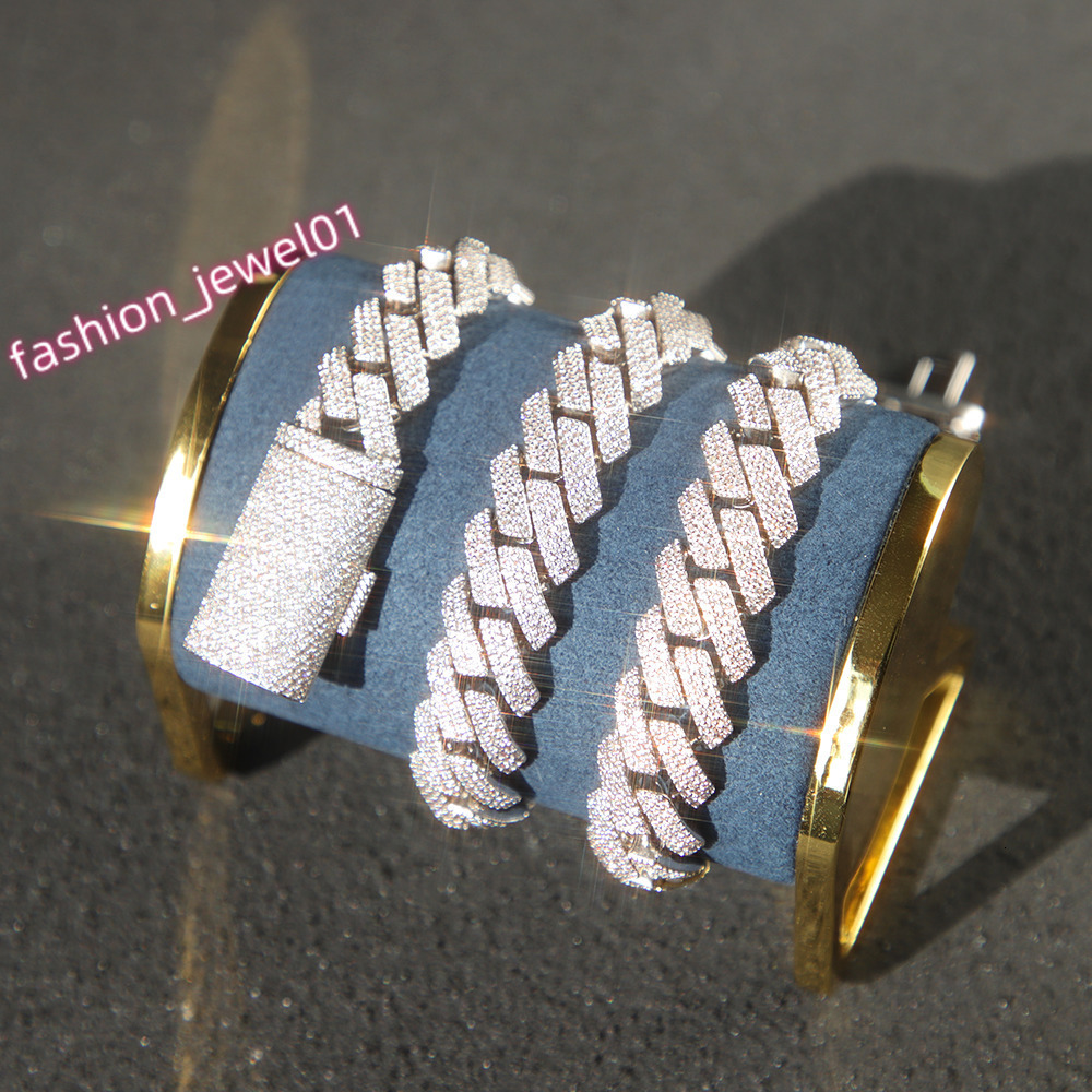 Wholesale Price Heavy Silver Weight 20mm 3rows VVS Moissanite Diamond Gold Plated Cuban Link Chain for Man/women HipHop Necklace