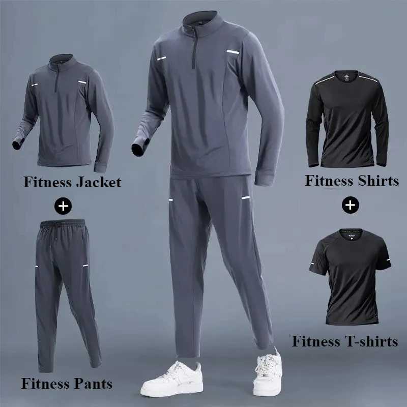 Autumn Fitness Mens Sports Suit for Running Clothes Morning Running Cycling Bicycle Loose Ice Silk Summer Quick-dry Clothes W250412