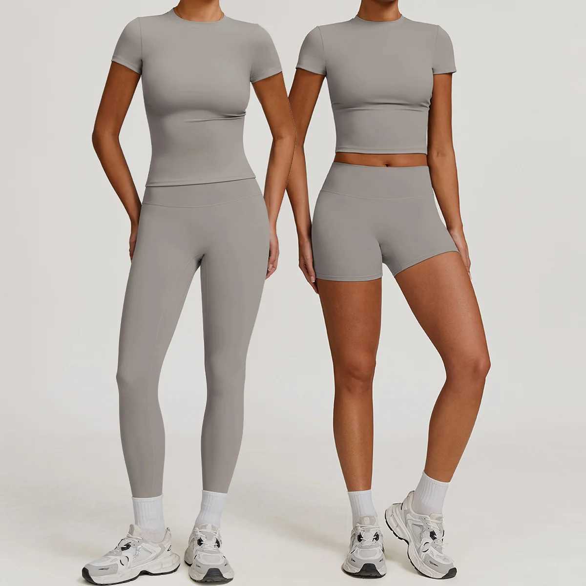 Womens Sportswear Yoga Set 2PCS Tracksuit Running Workout Sports Gym Legging Fitness Athletic Wear Short-sleeved shorts suit J251112