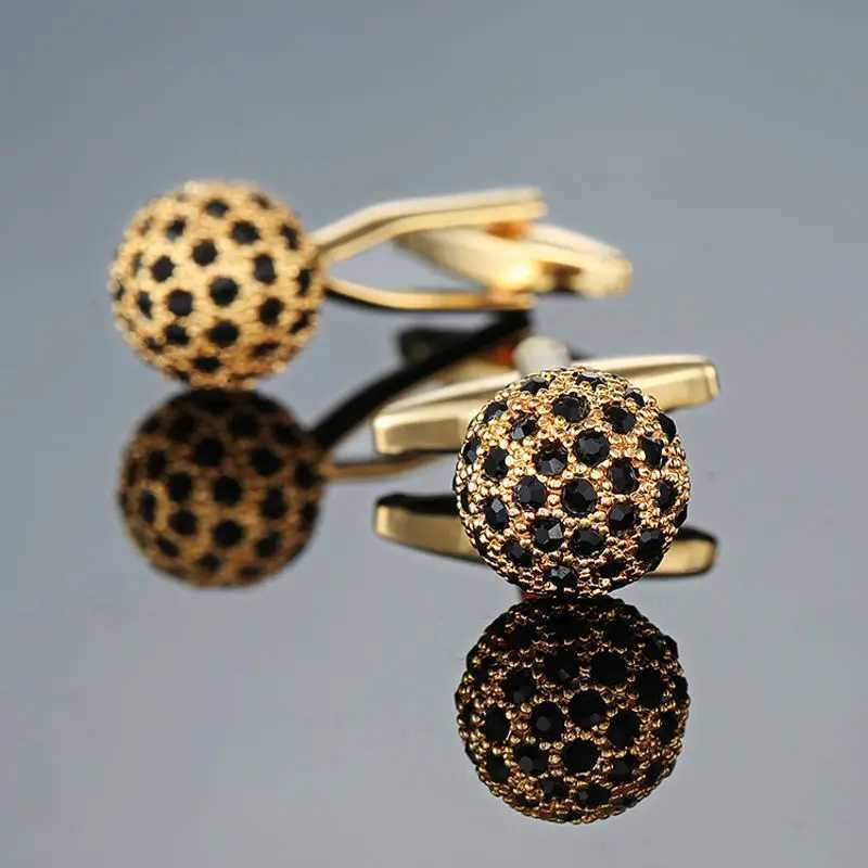 DY New High end Fashion Mens Shirt Cufflinks Luxury Design Silvery Round Blue Crystal CufflinksT250412