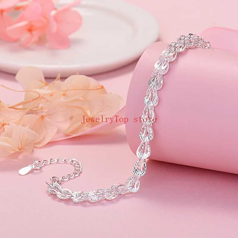 JewelryTop Fine 925 Sterling Silver Beautiful lathes carved pattern bracelets for women jewelry wedding party holiday giftsC250411