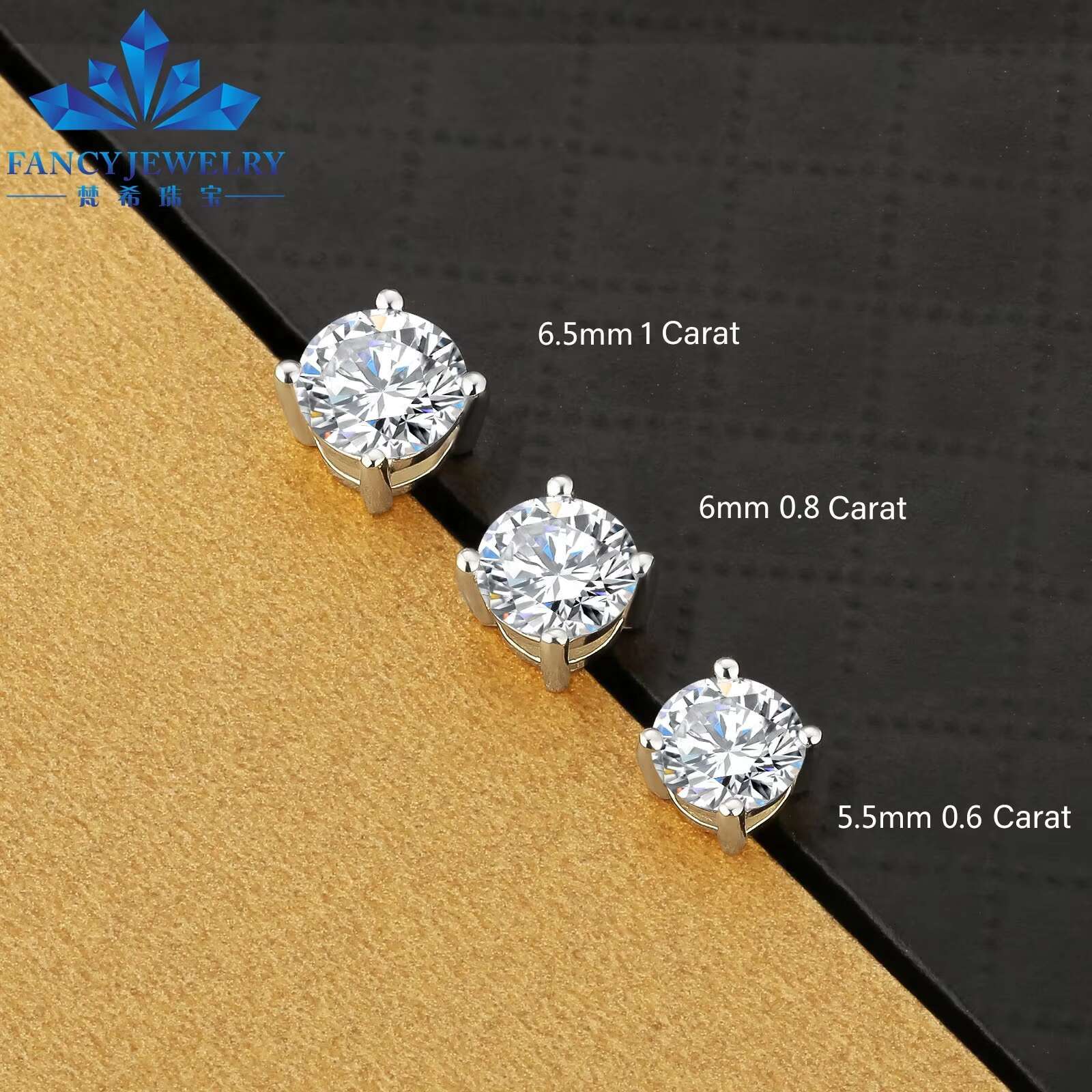 Reliable Quality Fine Stud Earrings Hot Selling Silver Sterling 4prong 1ct 2ct 3ct Moissanite Diamond Jewelry