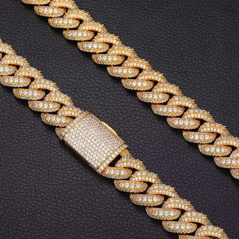 Mens Iced Out Cuban Link Chain Bracelet Set 18K Gold Plated Hip Hop Jewelry Full 5A CZ Diamond Bling Bubble Chain Brass Necklace