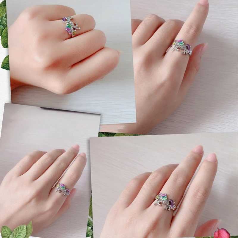 Cute unicorn ring fashion cartoon horse jewelry set suitable for girls children women party animal jewelryXJ250412