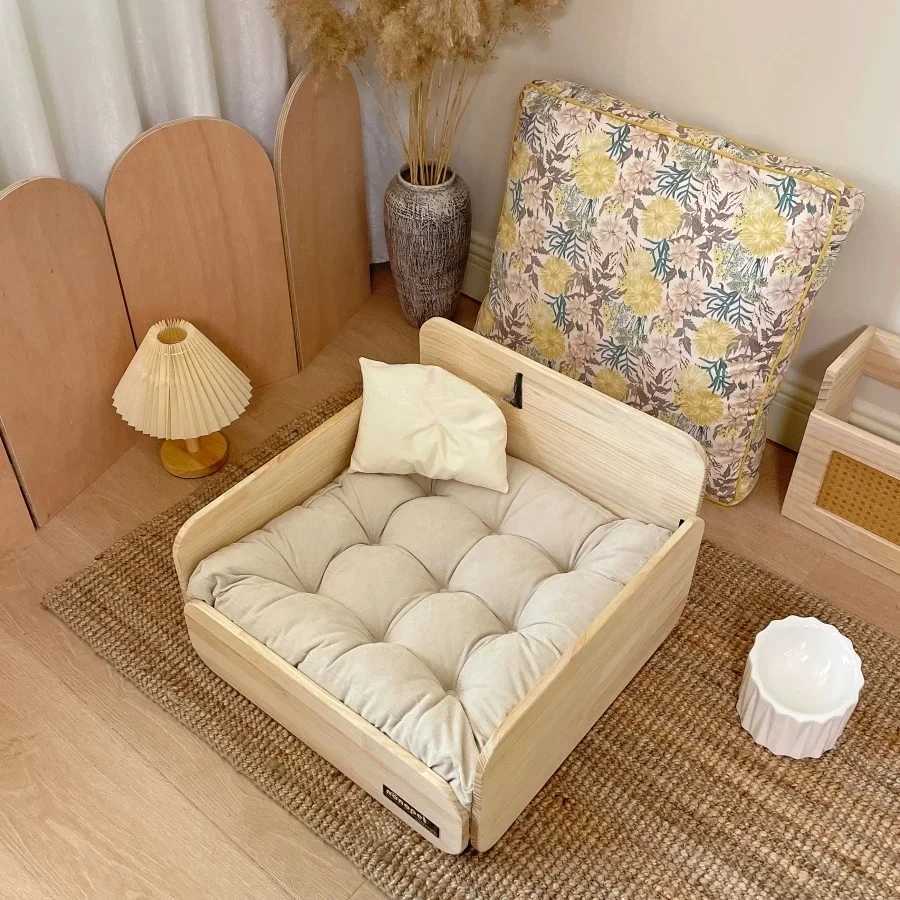 Pet solid wood dog and cat mini bed sofa pet bed mini dog X250412