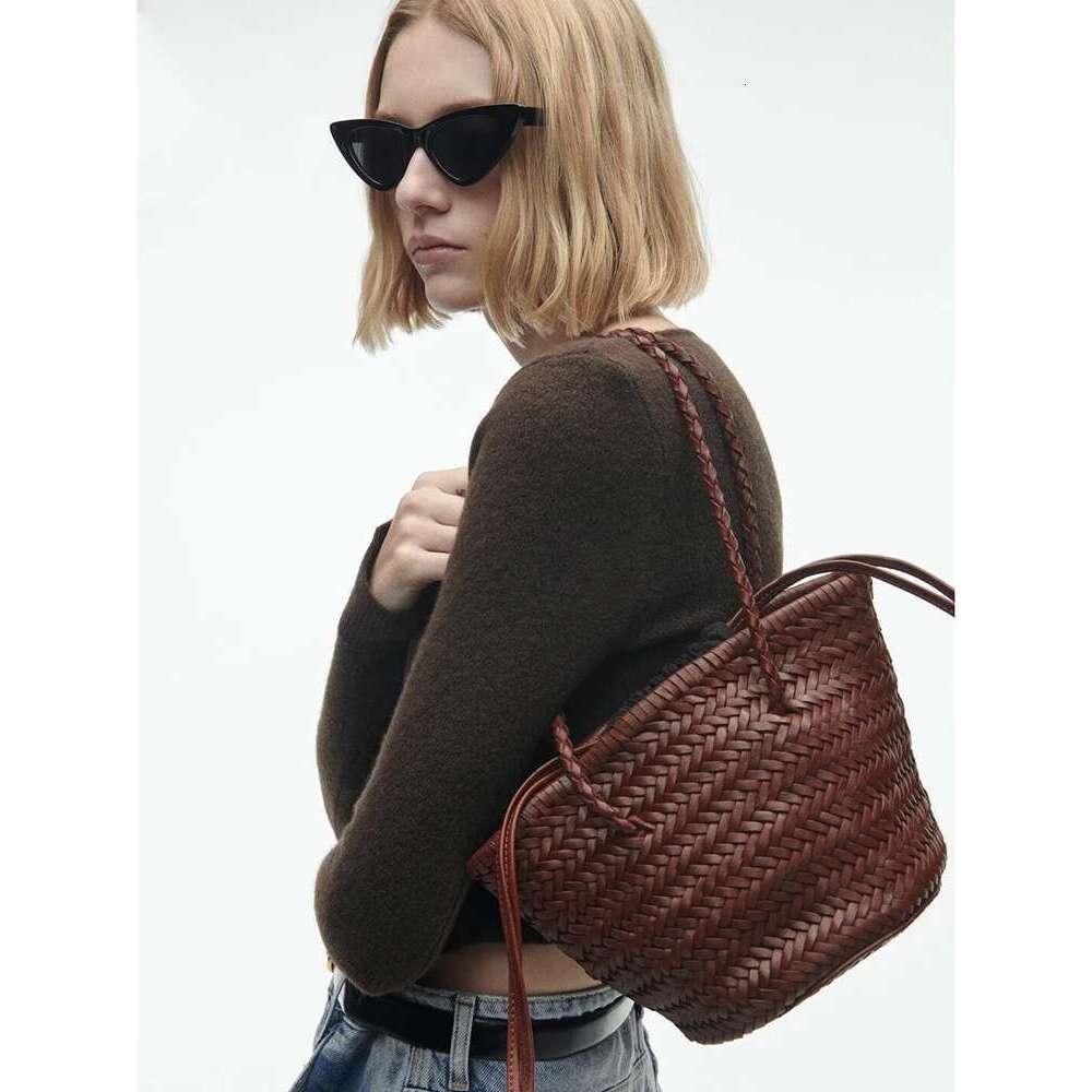 MABULA Vegant Leather Woven Tote Bag For Women Classical Handwoven Drawstring Shoulder Shopper Purse Big Capacity Beach Handbag