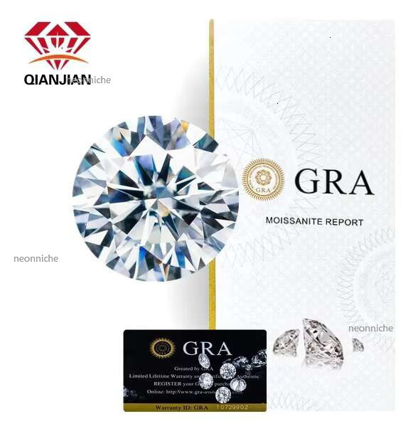 Loose Moissanite 1Carat D Color 6.5mm Diameter VVS1 Clear Eent Cut 6A Quality White GRA Certificate DIY Jewelry
