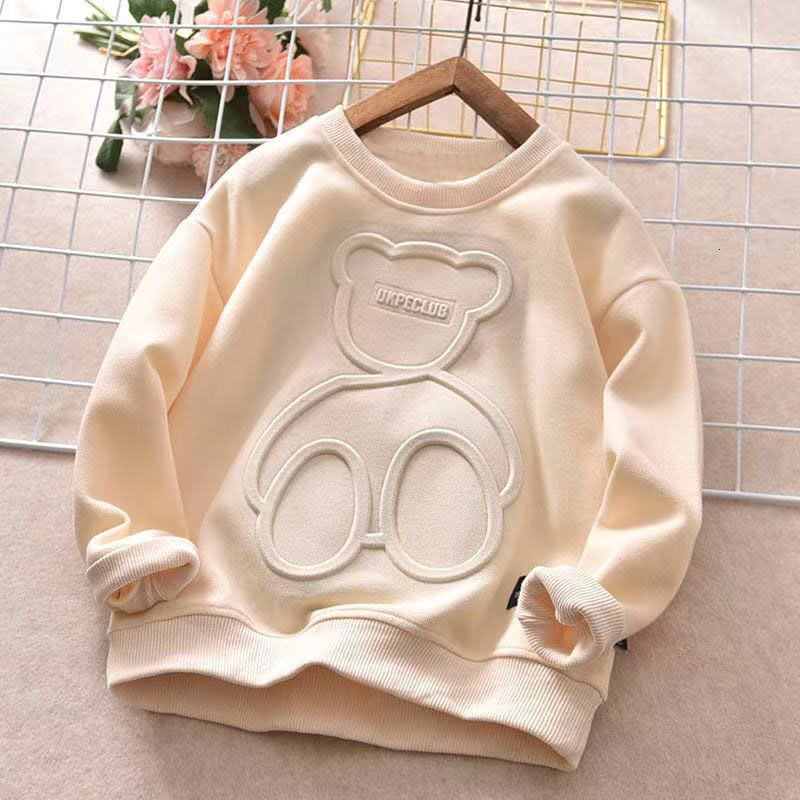 Ddmyshoesvip New Cartoon Teddy Bear Hoodie With Spring Autumn Embossing Stylish Versatile Long Sleeved Handsome Top For Boys Trendy And Fashionable