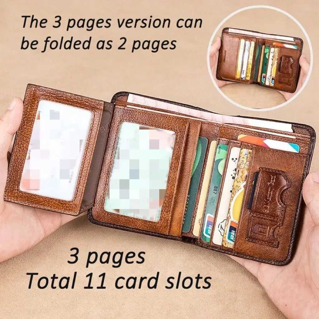 Leather wallet with commercial design and Rfid protection for short card holders coin wallet mens commercial wallet handbag Z250411