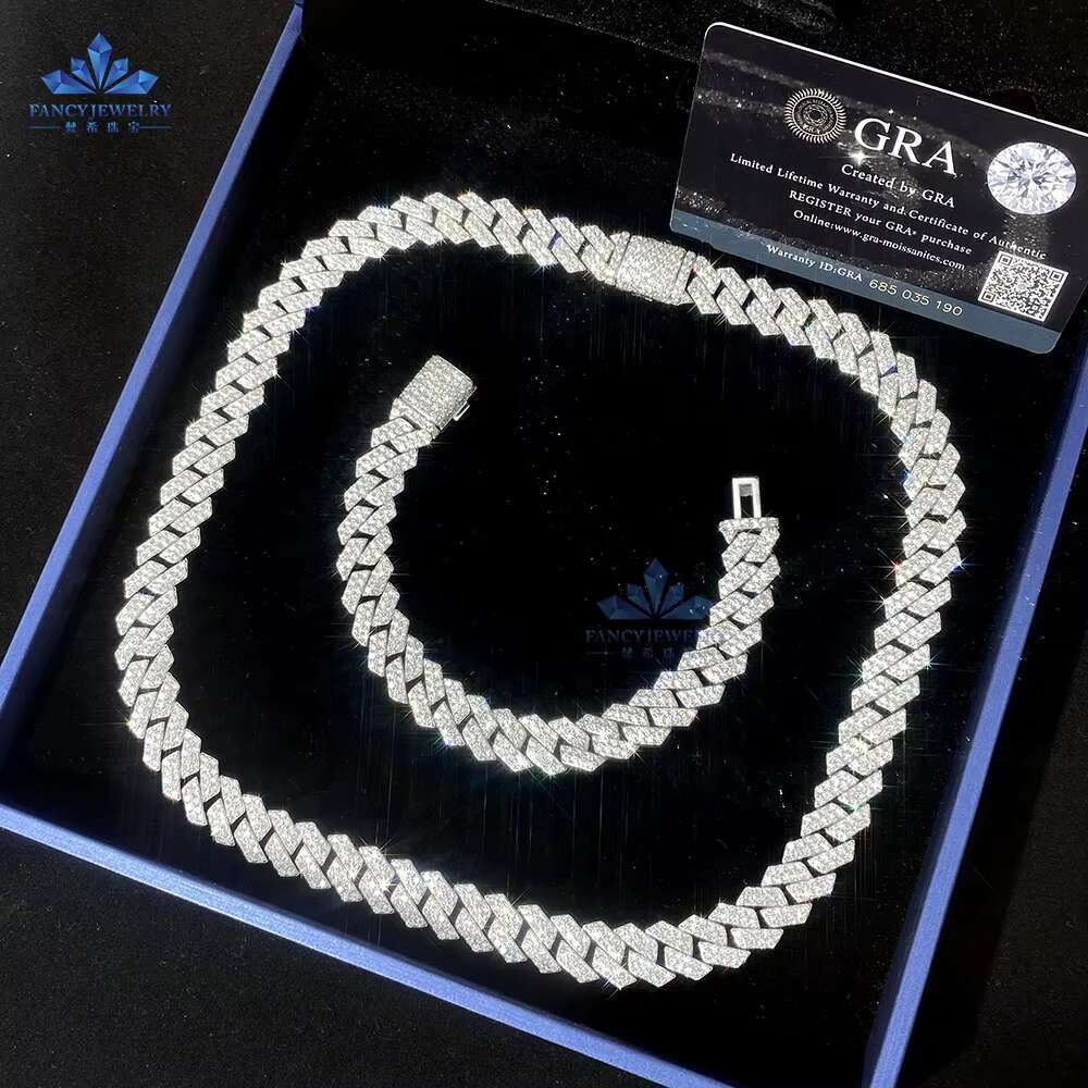 Fine Jewelry Women Micro Paved Cuban Bracelets D VVS Lab Diamond Cuban Link Chain Iced Out 925 Silver Moissanite Cuban Bracelet
