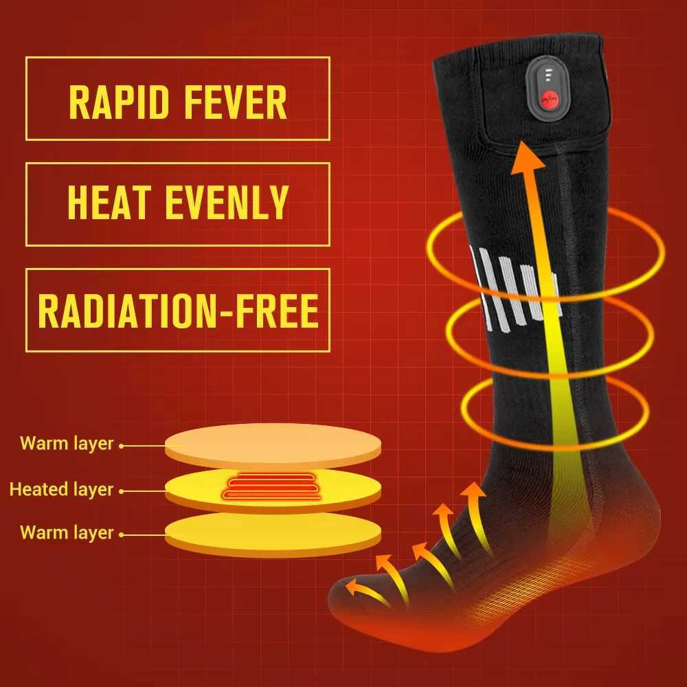 Winter Electric Heating Socks With Battery Box Rechargeable Anti-Cold Men Heated Foot Warmer Outdoor Camping Ski Sports K251111