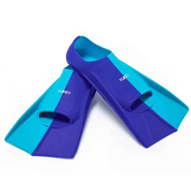 Swimming Training Fin Silicone Professional Scuba Diving Fin Short Mens Inflatable Swimming Fin Childrens Flip Cover Equipment SetY250412
