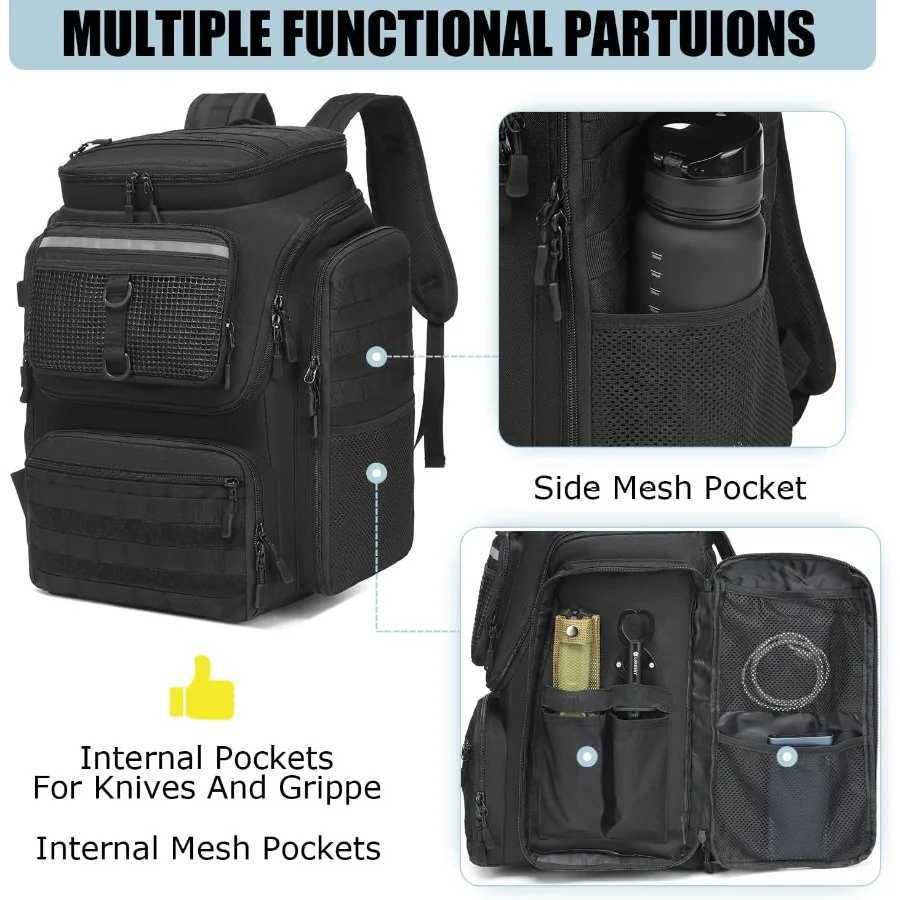 HAMBOLY Fishing Backpack with Rod Holders 40L Tackle Box Backpack for Fishing Gear Waterproof Fishing Tackle Bag for Men Z250411