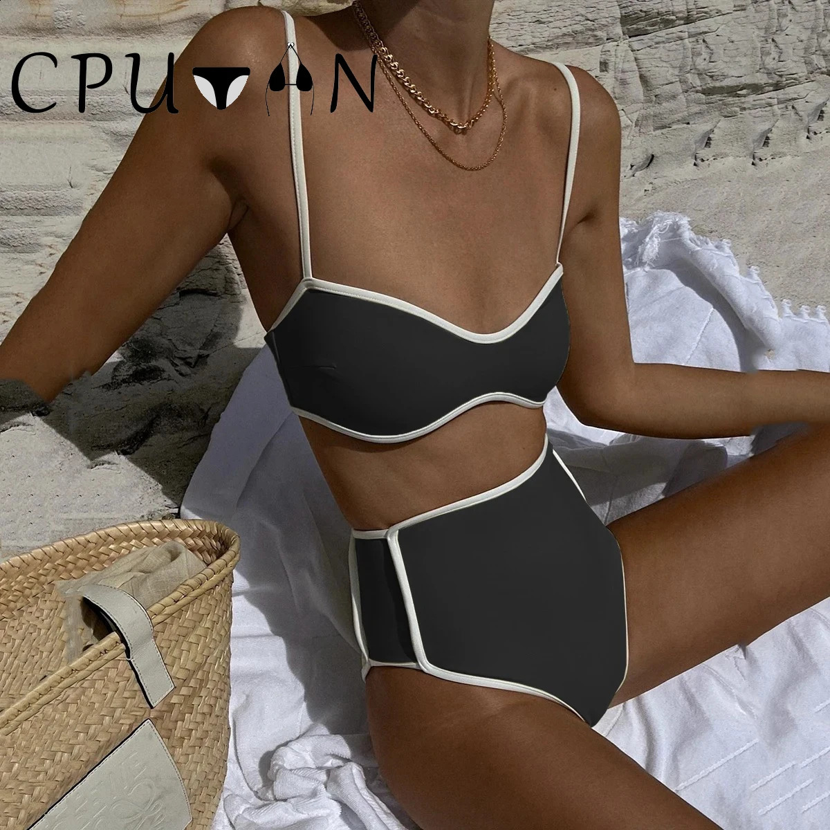 CPUTAN black sexy push up bikini set two-piece swimsuit high waisted Biquini swimsuit summer Brazilian swimsuit beachwear 250408