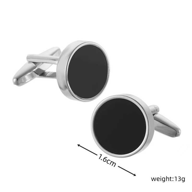High quality black round smooth cufflinks new brass material design fashionable French shirt mens cufflinksT250412